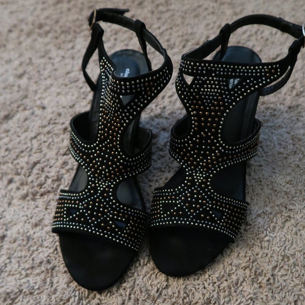 Suede Studded Wedges